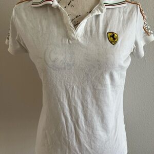 Ferrari Women's White Short Sleeve Polo